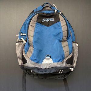 Jansport Blue and Gray Men's Backpack with Black Accents